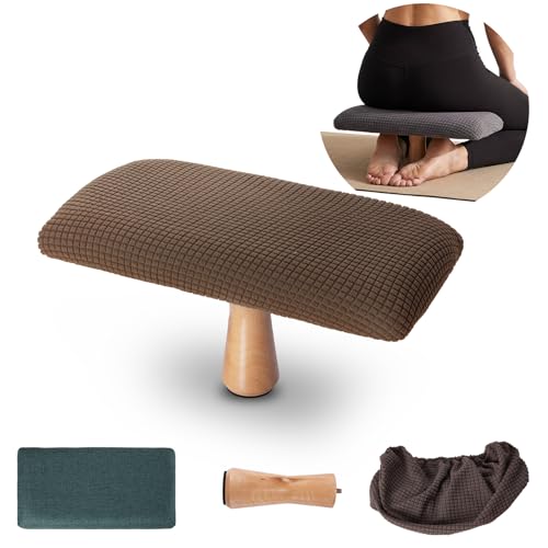 Elfzone Meditation Bench - Yoga Bench Wooden Zen Meditation Stool Kneeling Bench for Mindfulness Practice Tea Ceremony and Relaxation Ergonomic Design for Comfort and Support Househol (Brown)
