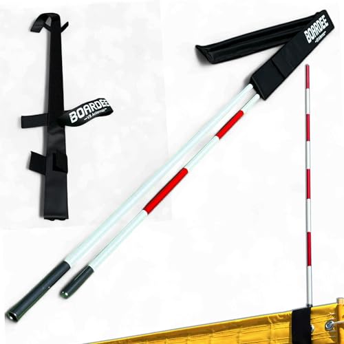 BOARDEE Foldable Volleyball Antenna Set - Durable Tarpaulin Hook-and-Loop Sleeves with Collapsible Fiberglass Antennas - Indoor and Beach Volleyball Net Equipment (Pack of 2) (Black)
