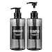 2 Stück Leere Shampoo-Flaschen, Segbeauty 500ml Grau Seifenspender mit Etiketten, 16.9oz Nachfüllbare Shampoo-Dusch-Pumpflaschen, 500ml Leerer Plastikpresse Conditioner Lotionsspender