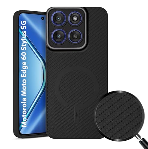 Image of LIRAMARK Rugged Carbon Fibre TPU Armor Silicone Back Cover Case for Motorola Moto Edge 60 Stylus 5G