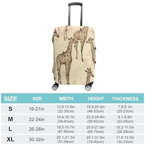 Hand Drawn Giraffes Printed Luggage Cover Protector, Fits 18-32 Inch Luggage2