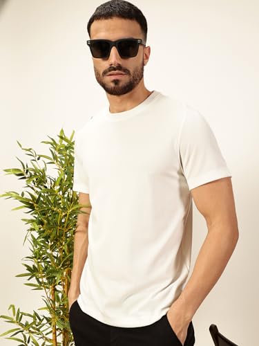 Image of Thomas Scott Men's | Solid | Half Sleeve | Slim Fit | Poly Blend | Crew Collar | Casual Tshirt
