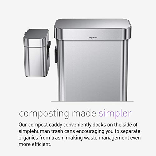 simplehuman Compost Caddy, Detachable and Countertop Bin, 4 Liter / 1.06 Gallon, Brushed