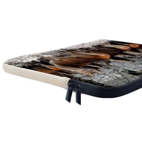Housse ordinateur 10 pouces anti-rayures aspect lin pochette cerf forêt - 3