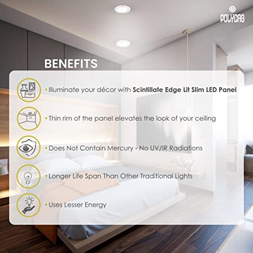 Image of Polycab 3 Watt LED Panel Light Scintillate Edge Slim Round Smart Offers Bright Lumination Long Lifespan No Harmful Radiation (Cool White, 6500K, 4 PCS, Cut Out: 2.55 inches)