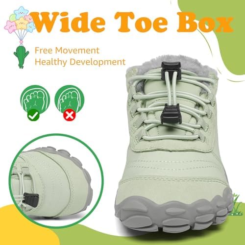 SAGUARO Blotevoetenschoenen voor kinderen winter, winterschoenen, warm gevoerd, wandelschoenen, licht, antislip, winterlaarzen, maat 26-36, zwart, 36