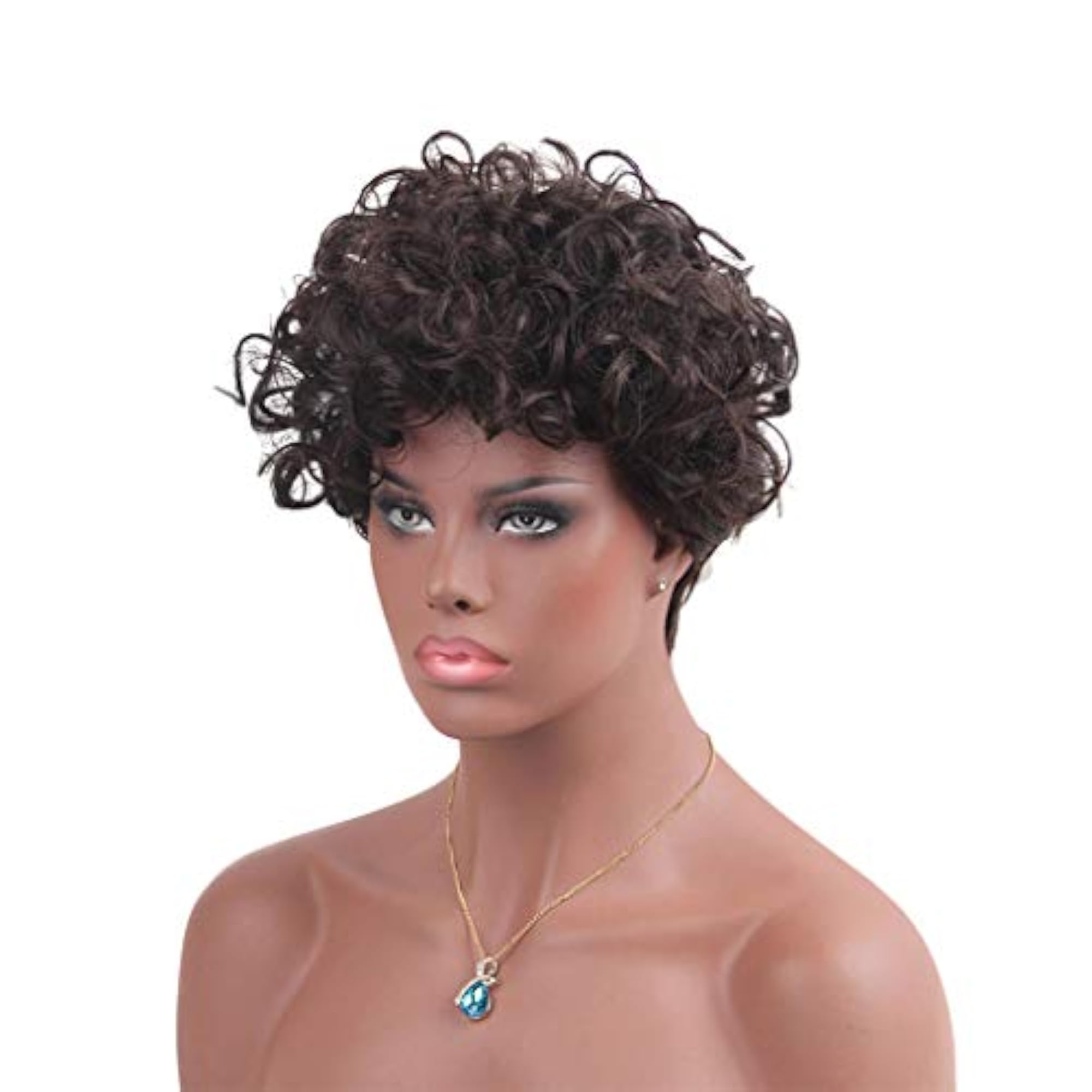 Natural Brown Kinky Curly Synthetic Wig