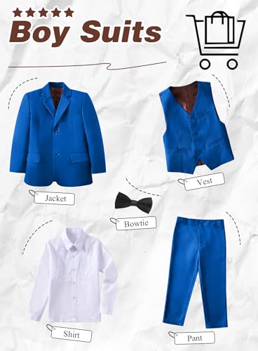 Image of Toddler Suits Slim Fit Suit for Boys,Formal Tuxedo Ring Bearer Outfit Kids Dress Clothes for Wedding,Adjustable Waist