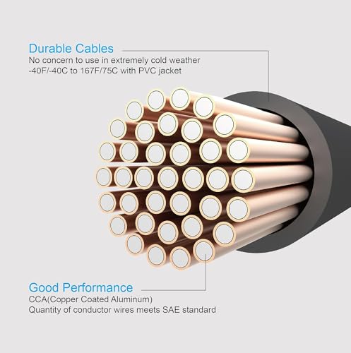 TOPDC Jumper Cables 4 Gauge 20 Feet -40℉ To 167℉ Heavy Duty Booster Cables With Carry Bag (4AWG X 20Ft - View #10