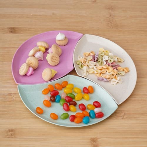 Image of YANCI Lightweight Wheat Straw Appetizer Plates, Reusable Unbeakeable Dinner Plates Set, 18 x 11 cm, Dishwasher & Microwave Safe (Green, Pack of 8)