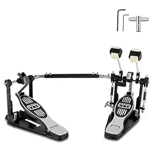 RANMING Double Bass Pedal,Double Chain Drive Bass Drum Pedal,2* Two-Sided Beater Head Kick Bass Drum Pedal,Non-Slip Footplate,Kick pedal for Beginner and Pro Drummers.