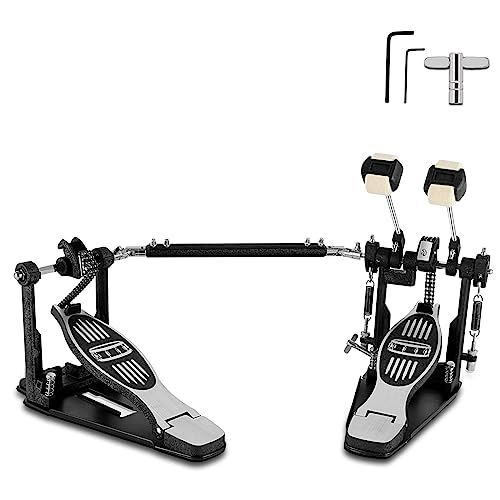 RANMING Double Bass Pedal,Double Chain Drive Bass Drum Pedal,2* Two-Sided Beater Head Kick Bass Drum Pedal,Non-Slip Footplate,Kick pedal for Beginner and Pro Drummers.