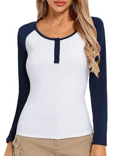 Kate Kasin Womens Henley Long Sleeve Shirts, Juniors Tops for Teen Girls, Cute Baseball Shirt School Trendy Clothes2