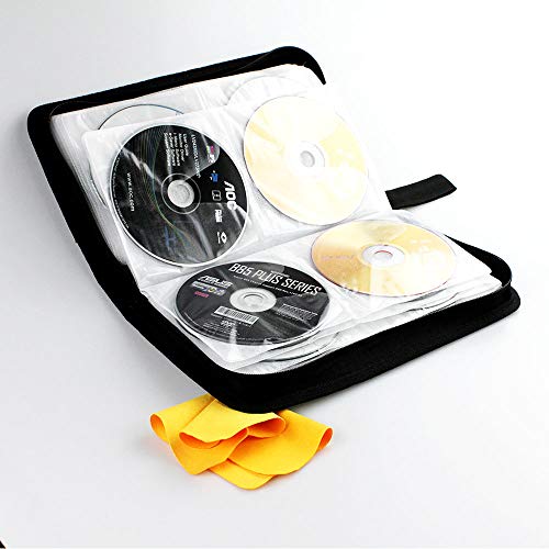 BlueCubi 80 Capacity Portable CD DVD Wallet Binder Book Sleeves Disc Storage Bag Car Use Carrying Case