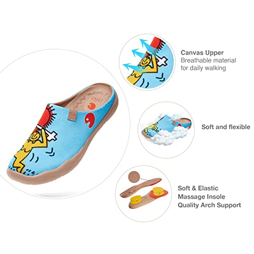 Image of UIN Slipper Woman Travel Art Painted Shoes Wide Toe Casual Home Slip On Mules Malaga