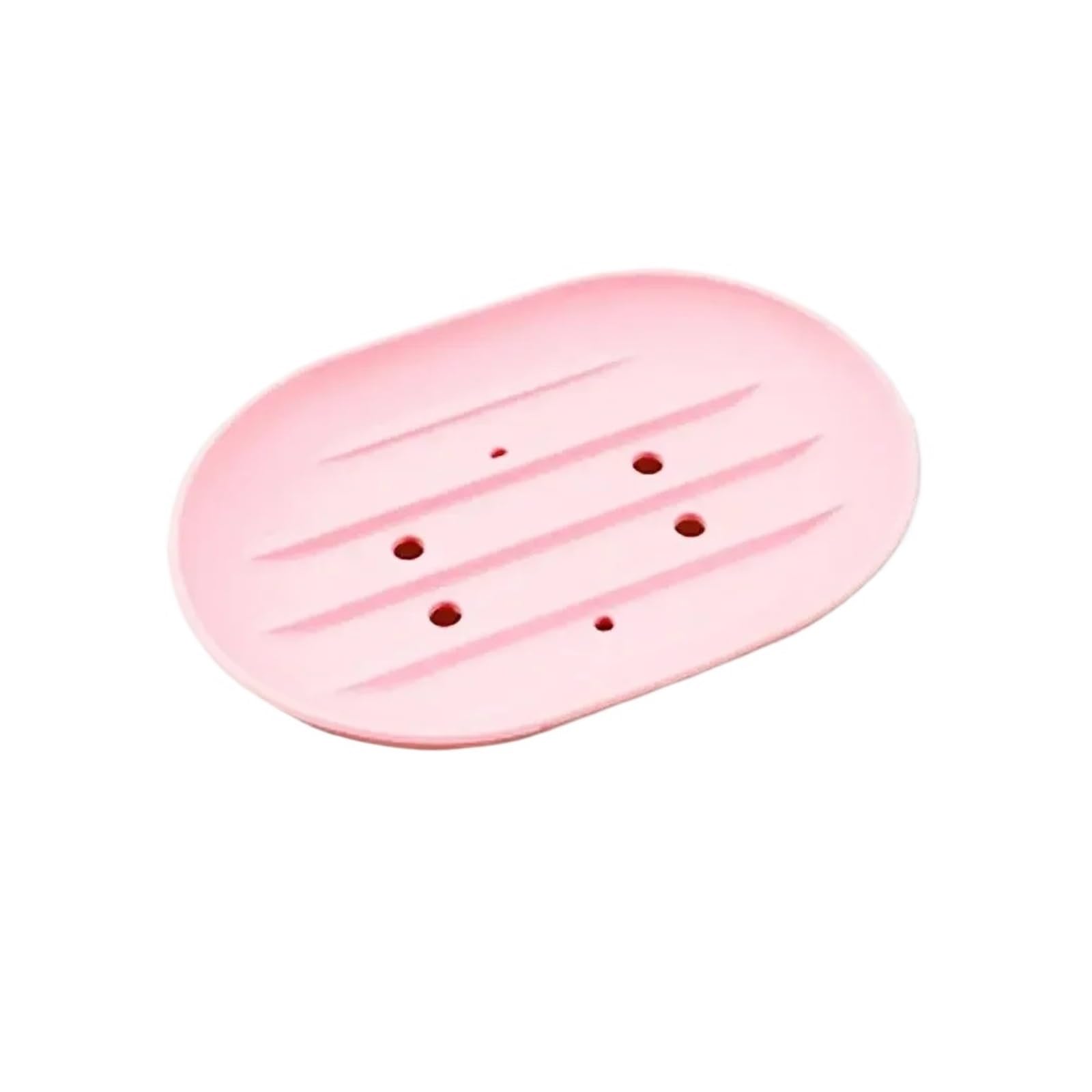 Jabonera de Silicona Antideslizante (3 Unidades), escurridor, Ovalada, sin Perforaciones para Baños Y Duchas(Pink)
