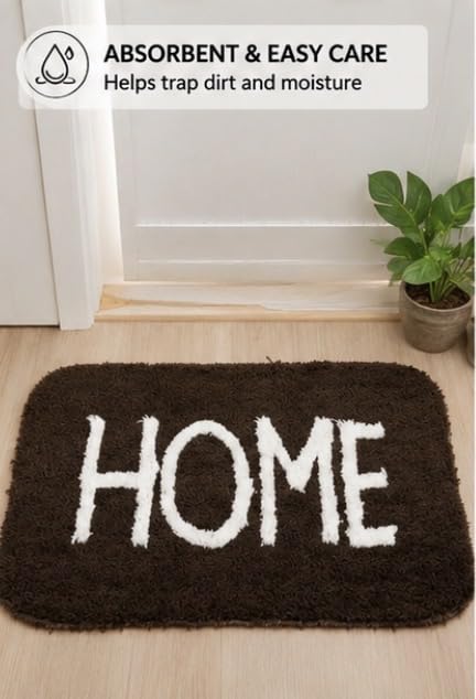 Image of Set of 2 Micro Anti Skid Bath Mat for Home Kitchen, Office, Water Absorbent Machine Washable and Quick Dry Luxury Mats for Bathroom, Kitchen, Entrance. (Brown Home)