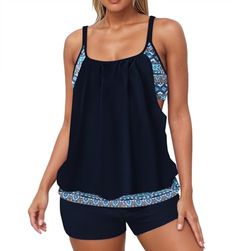 Tankinis femme design découpé sur les côtés imprimé floral et chapeau inclus