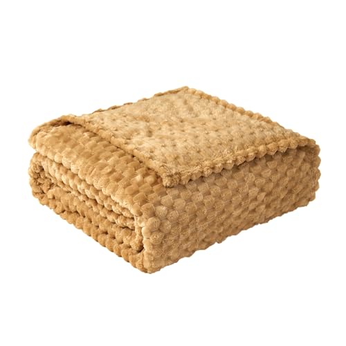 Good Nite Couverture Douillette - 130 x 150 cm - Douce et Chaude - en Microfibre - pour canapé et lit, Chambre à Coucher, Bureau - Beige