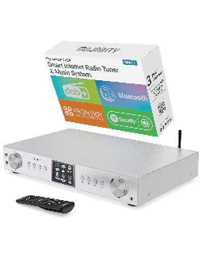 Radio Internet Dab FM WiFi Bluetooth |Tuner Dab pour Chaine HiFi avec Spotify Connect | Tuner HiFi avec Plus de 90 présélections, écran LED Couleur | USB,...