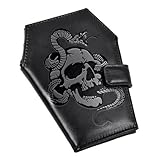 ZGYLIN Gothic Wallet Leather with Embossed Skull Snake, Coffin Wallets for Women, Punk Horror Bifold Wallets, Goth Gifts for Halloween Accessories