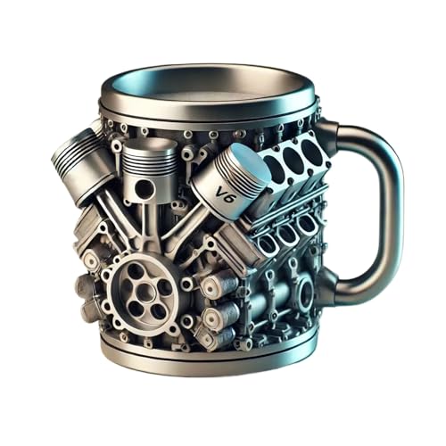 Taza térmica de acero inoxidable – Tazas de café Metaallic | Termo antifugas con diseño de motor de boca ancha para gimnasio, senderismo, picnic, camping, actividades al aire libre y viajes
