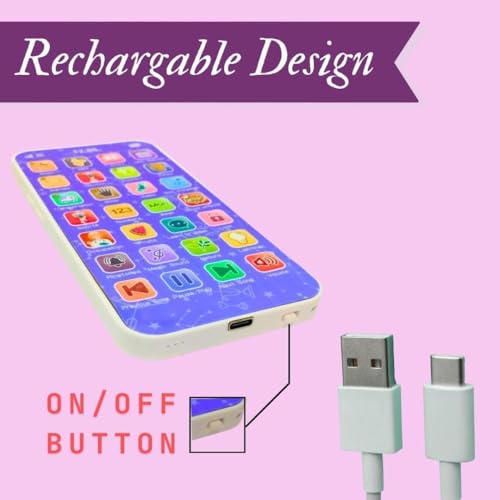 Image of SUPER TOY 24 Modes Smart Phone Toy for Kids Musical Learning with Rechargeable Battery and USB Charging Cable English Alphabet, Spelling, Math, Memory Games for Boys Girl Age 1+