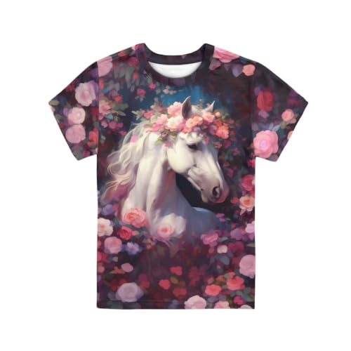 Image of Novelty 3D Graphic T Shirts for Kids Crew Neck Funny Animal Print Short Sleeve Girls Tshirts 3-16 Years