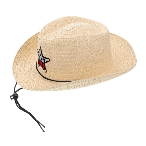 BESTonZON Cute Star for Boys and Girls Child Cowboy Hat Sun Protection for Camping and Picnics Beige