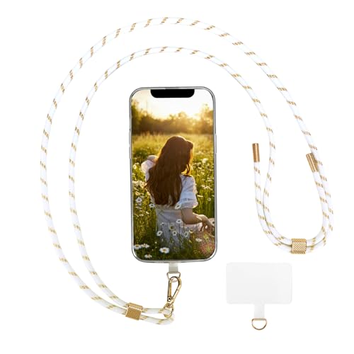AHABIPERS Cordon Telephone Portable, Universelle Cordon Tour de Cou en Bandoulière avec Patch, Sangle de Suspension Amovible Réglable Résistante Compatibles avec...