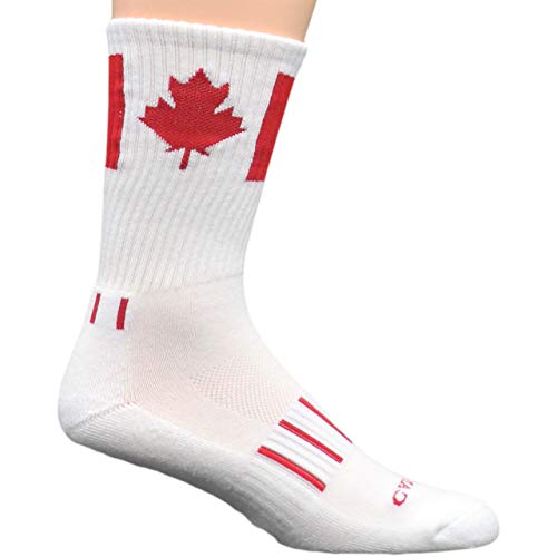White with Red Maple Leaf Canada Flag Premium Crew Socks