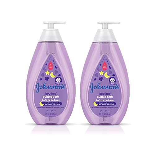 Johnson's Bedtime Baby Bubble Bath with Relaxing & Soothing NaturalCalm Aromas, Hypoallergenic, Gentle & Tear-Free Nighttime Bubble Bath for Babies, Kids & Toddlers, 2 x 27.1 fl. oz