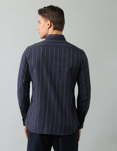 Image of Arrow Sport Men Slim fit Cotton Striped Long Sleeves Spread Collar Shirt