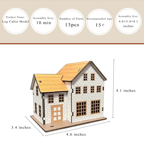 MPIUET 3D Wooden Puzzles for Adults Wooden House Building Model Kits, Hut Model 3D Puzzles Log Cabin Model Kits, 3D Jigsaw Puzzles, 3D Brain Teaser Puzzles, No Glue or Other Tools Required - Image 2