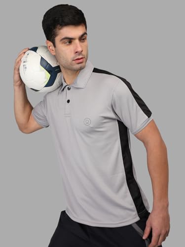 Image of CHKOKKO Men's Active Sports Wear Polo Half Sleeve Gym Tshirt with Button Collar Quick Dry Breathable Perfect for Workout Running Regular Fit Pack of 2