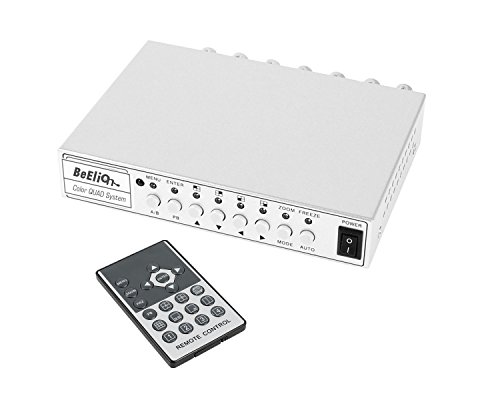 BeElion 4CH Color Video Quad Splitter, CCTV DVR Camera Video Splitter Processor Switch