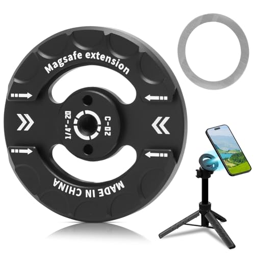 YUNBO Supporto magnetico per treppiede, compatibile con Magsafe iPhone 16, 15, 14, 13, 12 Pro Max Plus Serie, magsafe supporto per treppiedi con Cold Shoe 1/4 di pollice filettatura adesiva per