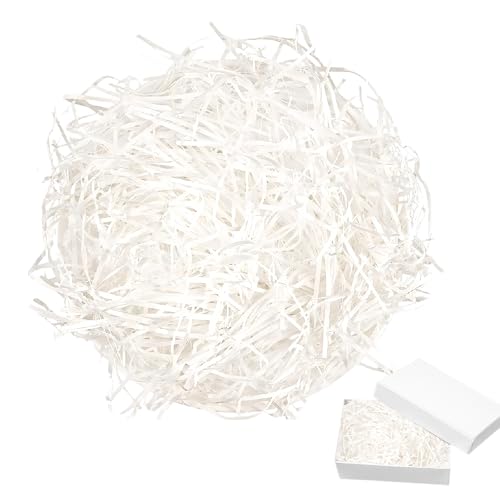 300g White Shredded Tissue Paper For Gift Boxes Shredded Paper For Gift Boxes White Tissue Paper Hamper Filling Hamper Box for Valentines Day Birthday Gift Decorations DIY Gift Packaging