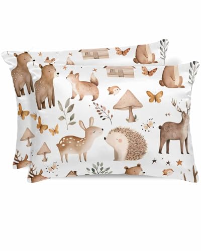 Wotrend Forest Animal Pillow Cases Set of 2, 20x36 Satin