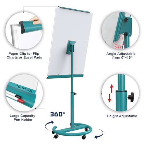 Image of TSJ OFFICE Rolling Whiteboard Standing - 40 x 26 Inches Mobile White Board