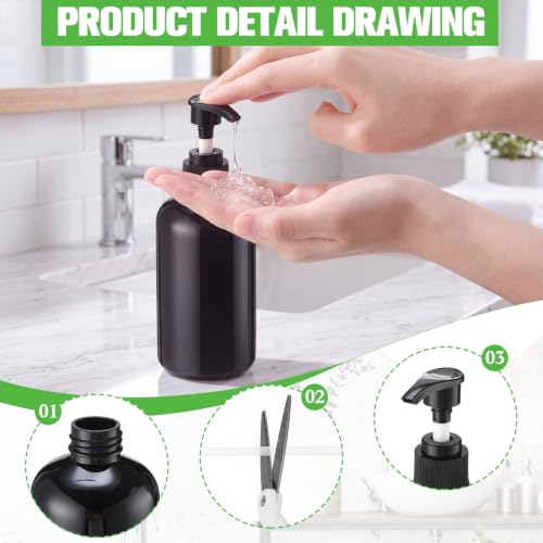 Image of CroBlissful Empty Plastic Pump Bottles 8oz Refillable Lotion Pump Bottle Containers with Dispenser for Shampoo, Conditioner, Face Cream, Massage Oil, Liquid Soap (Black,100 Pcs)