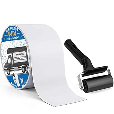 E-SDS RV Roof Tape 4" x50' with Rubber Roller, RV Tape Sealant Waterproof for Roof Repair, Window, Boat Sealing, Trailer and Camper Leaks