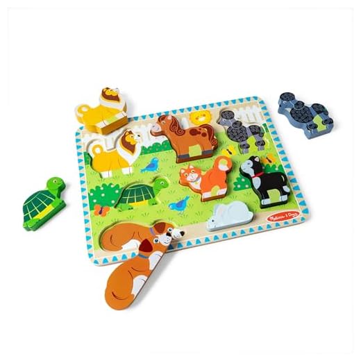 Melissa & Doug Pets Wooden Chunky Puzzle (8 pcs), Educational Screen Free Activity for Toddler, Preschoolers and Kids Ages 2+