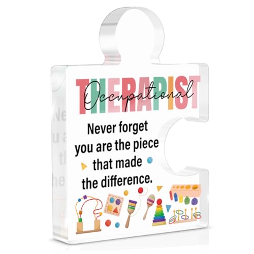 Occupational Therapy Gifts for Women Men Therapist, Appreciation Thank You Gifts for Occupational Therapist OT Acrylic Puzzle Plaque Sign Office Desk Decor