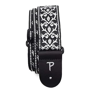 Perris PTWS6724 Sangle pour Guitare Jacquard Noir/Blanc Tribal - Les Beatles, Paul McCartney, John Lennon, RIngo Starr, George Harrison