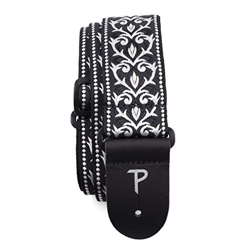 Perris PTWS6724 Sangle pour Guitare Jacquard Noir/Blanc Tribal - Les Beatles, Paul McCartney, John Lennon, RIngo Starr, George Harrison Perris PTWS6724 Sangle pour Guitare Jacquard Noir/Blanc Tribal