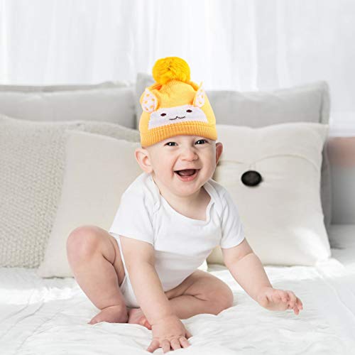 KESYOO Chapéu de Bebê Com Pom Pom Coelho Padrão Chapéu Boné de Malha de Lã Gorro Macio Infantil Inve