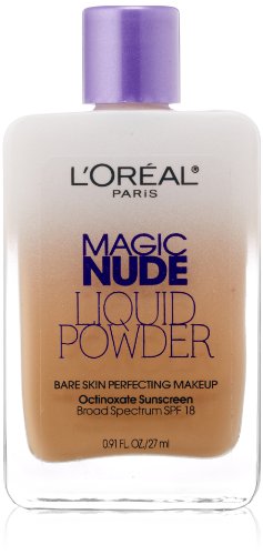 L'Oreal Paris Magic Nude Liquid Powder Bare Skin Perfecting Makeup SPF 18, True Beige, 0.91 Ounces