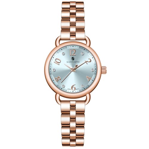 Image of Sapphero Ladies Watch Easy to Read Wristwatch, Women's Quartz Watch with Stainless Steel Strap, 5 ATM Waterproof, Classic Elegance Women Business Waterproof Watch