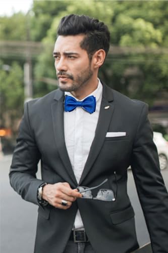 Image of DiBanGu Paisley Bow Ties for Men Silk Self Tied Bowtie and Pocket Square Cufflinks with Lapel Pin for Wedding Party